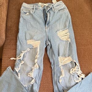 Hollister High Rise Distressed Light Blue Jeans